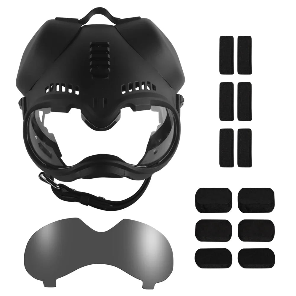Tactical Dog Outdoor Hunting Training K9 Helmet, Large Dog Patrol Dogs Sheepdog Pet Motorcycle Protective Helmet with Goggles KD-H-01 Black