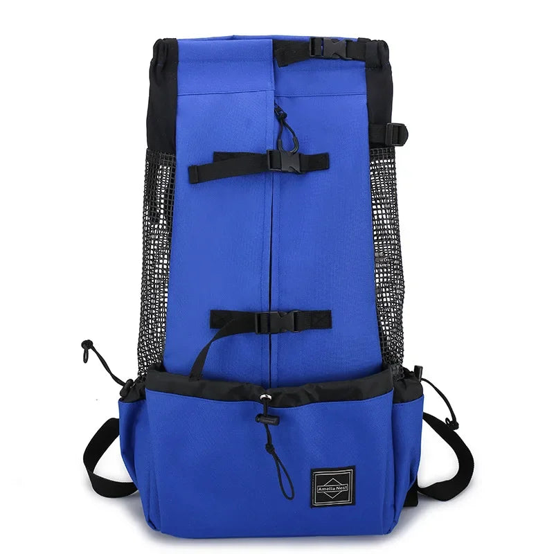Nylon Dog Carrier Backpack for Small & Medium Dogs, Breathable Cycling Pet Carrier, Up to 30 kg (66 lb) Blue