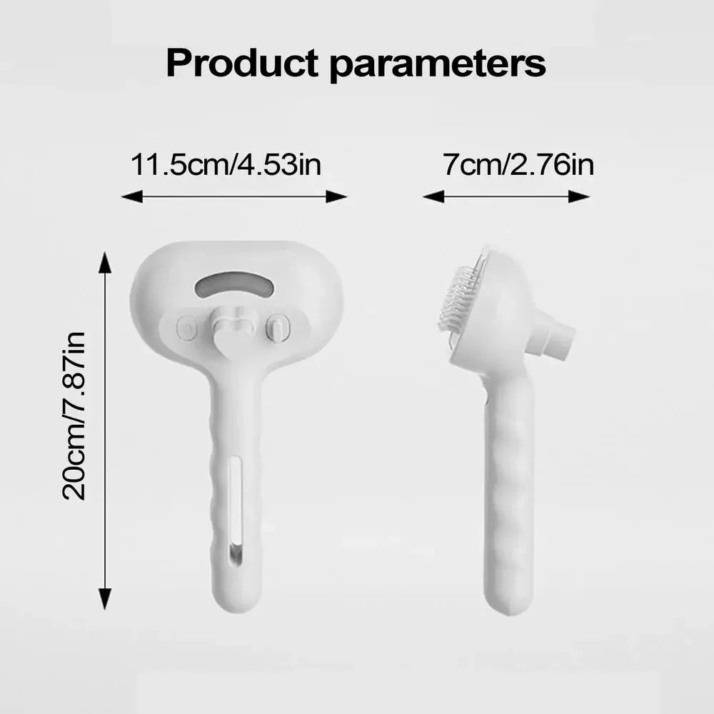 Rechargeable Steam-Spray Pet Grooming Comb — Foldable Dematting Brush & Hair Remover for Cats & Dogs Upgrade White