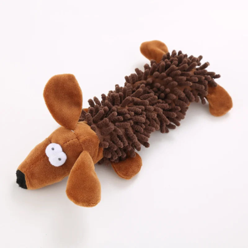 Small Breed Dog Plush Toy 10.2 in (26 cm) Animal Shape Squeaky Chew and Dental Cleaning Toy for Chihuahua Yorkie Bichon Puppies As the pictures Brown Dog China Mainland
