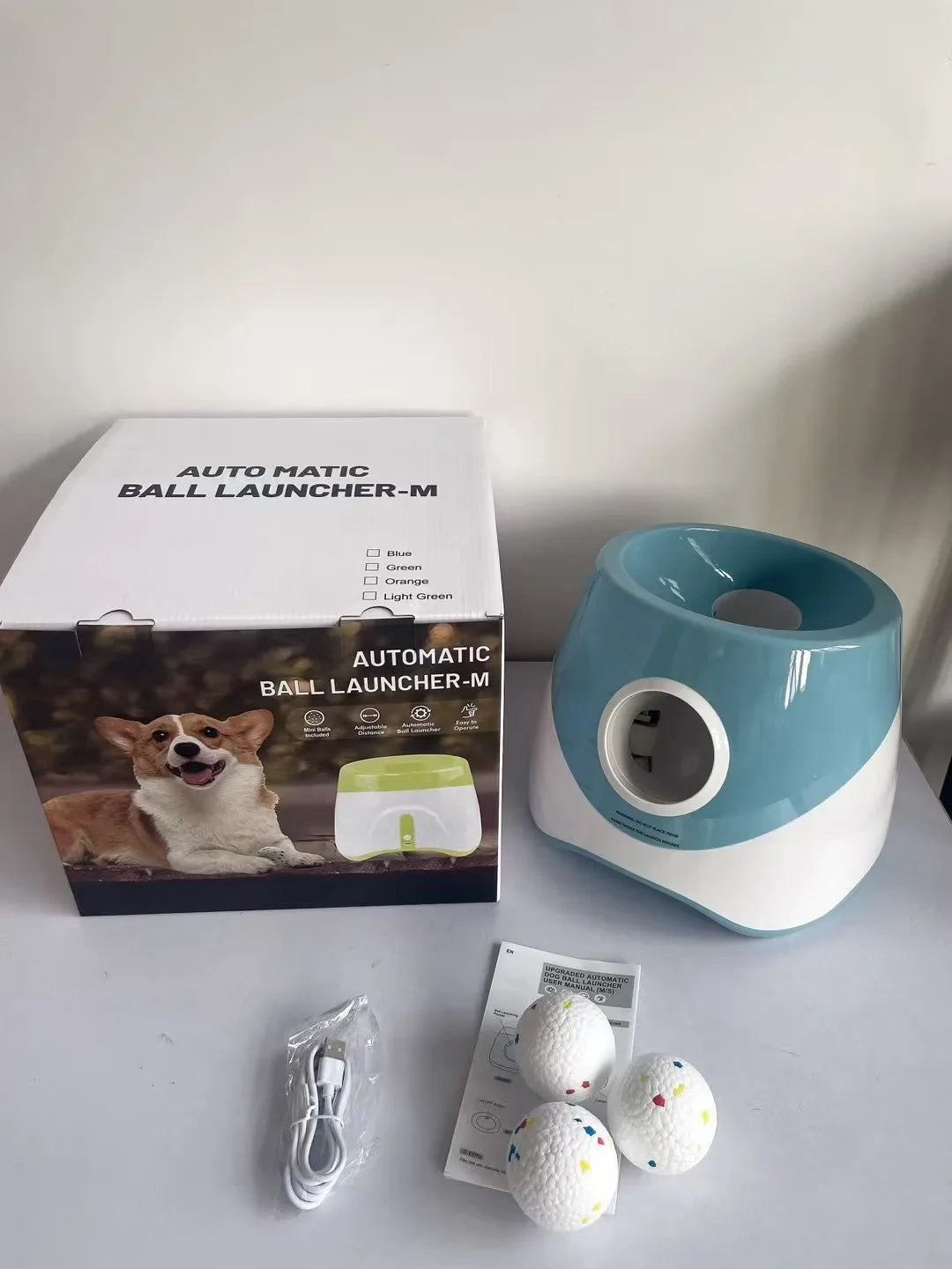 Automatic Dog Ball Launcher – Rechargeable USB Interactive Tennis Thrower, 5.8 cm Balls for Medium & Large Dogs UpgrademodelBLUE