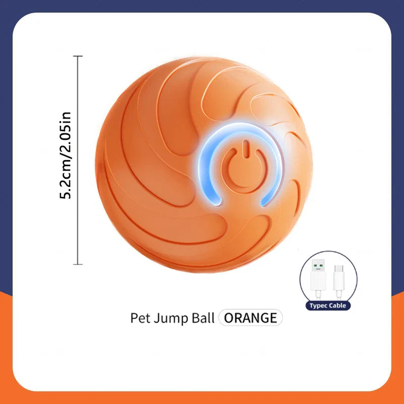 Automatic Interactive Dog Toy Ball USB Rechargeable Rolling Bouncing Chew Toy for Puppies to Large Dogs — Sizes 5.2 cm / 6.7 cm (2.05 in / 2.64 in) Orange LW China Mainland