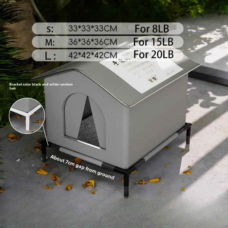Waterproof Outdoor Pet House – Winter Warm Cat & Small Dog Cave Bed | Foldable, Washable, Cozy Shelter Set Grey