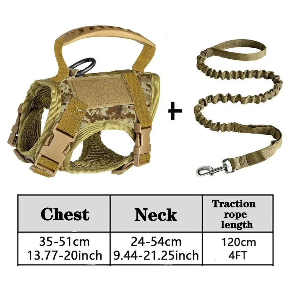 Tactical Cat Dog Harness Leash Adjustable Soft Mesh Pet Vest Cats Escape Proof Vest for Working Training for Large Cat/Small Dog Camouflage SetA
