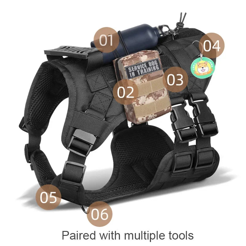 Military Large Dog Harness Pet German Shepherd Training Vest Tactical Dog Harness And Leash Set For Dogs Accessories