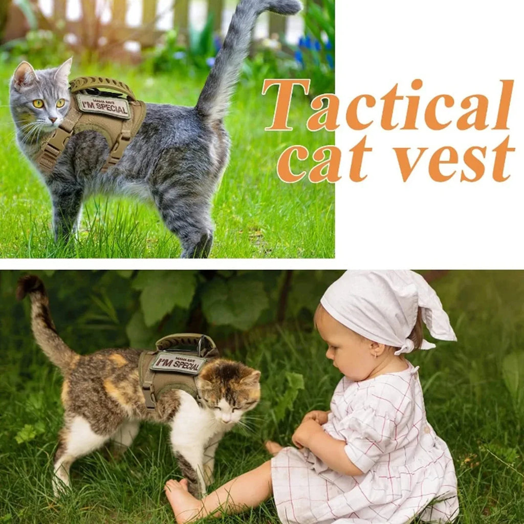 Tactical Cat Harness For Walking Escape Proof Adjustable Pet Vest Harness Soft Mesh With Control Handle For Large Cat Small Dog
