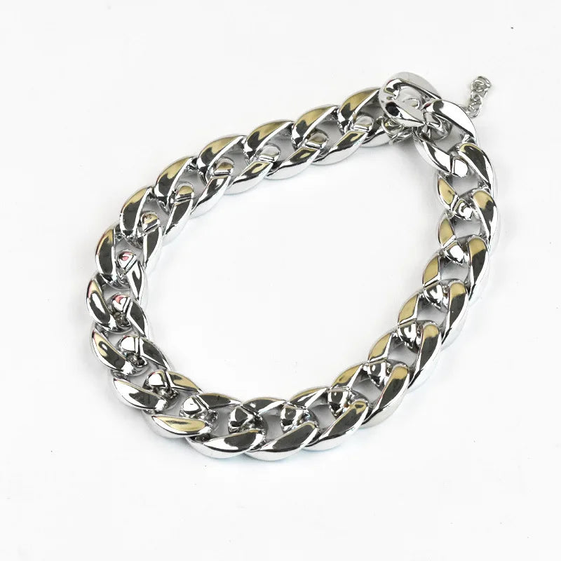 Gold Plastic Plated Collars for Dogs Electroplated Dog Chain for Pitbull Fashion Jewelry Dog Accessories for French Bulldog SR