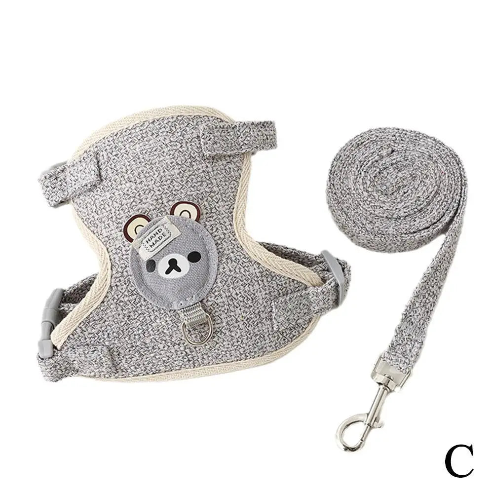 Cute Bear Vest Style Pet Leash for Small Pets GRAY CN