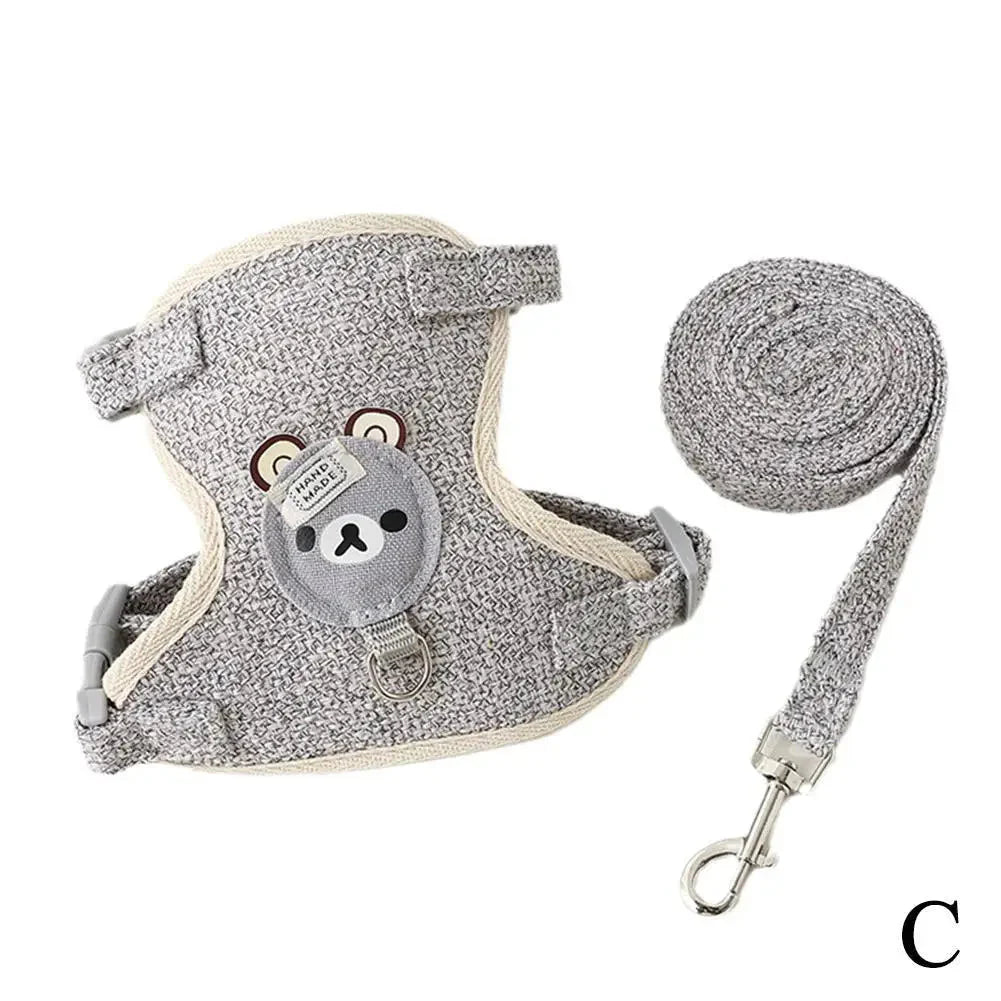 Undershirt Style Pet Leash Adjustable Cat Dog Harness Breathable Leash Convenient Pet Vest For Small Dog Cat Supplies GRAY CN