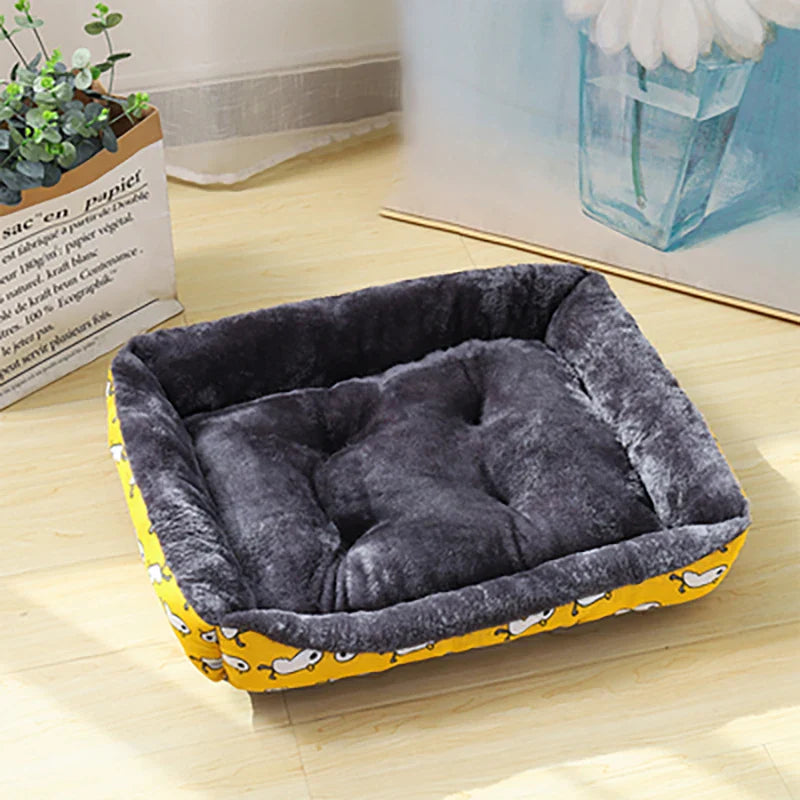 Plush Pet Bed Sofa Mat – Soft Winter Dog & Cat Cushion, Breathable & Washable, Small/Medium/Large Yellow