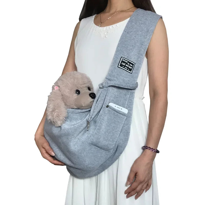 Pet Sling Carrier for Small Dogs & Cats – Crossbody Shoulder Bag, Portable Travel Puppy & Cat Carrier, Holds up to 7.5 kg (16.5 lb) gray