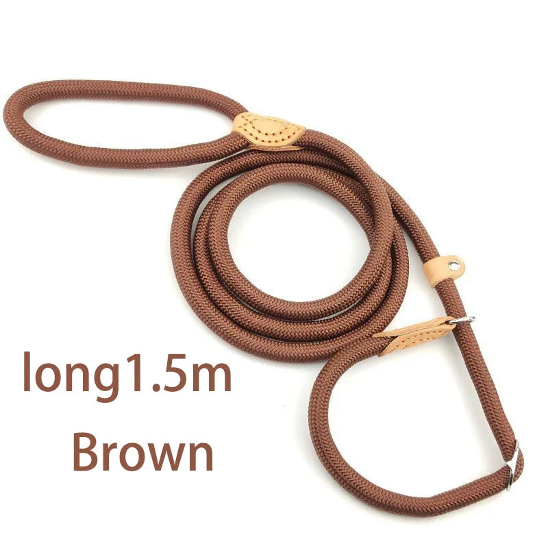 Adjustable Nylon Dog Collar and Harness with Quick-Release Leash, Lightweight Durable Pet Lead for Dogs and Cats Brown 1.5m