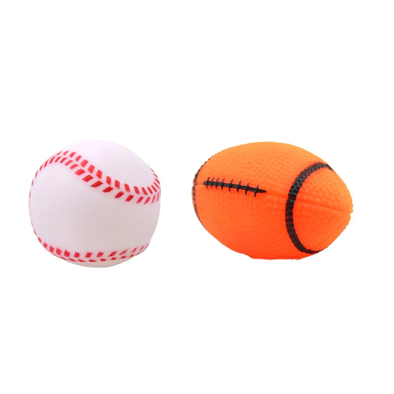 Squeaky Pet Dog Ball Toy for Small Dogs | Interactive Rubber Chew Toy Ball Set 4 1pcs random color Default