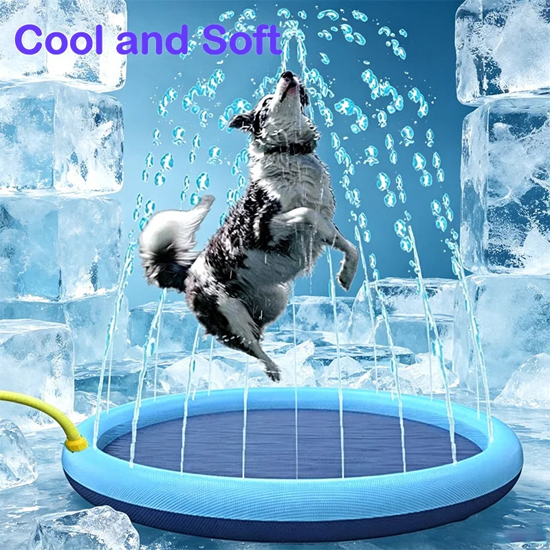 65/100CM Thickened Dog Spray Water Play Mat Cat Playmat Letter Dolphin Theme Pet Sensory Playing Crawling Induction Toy