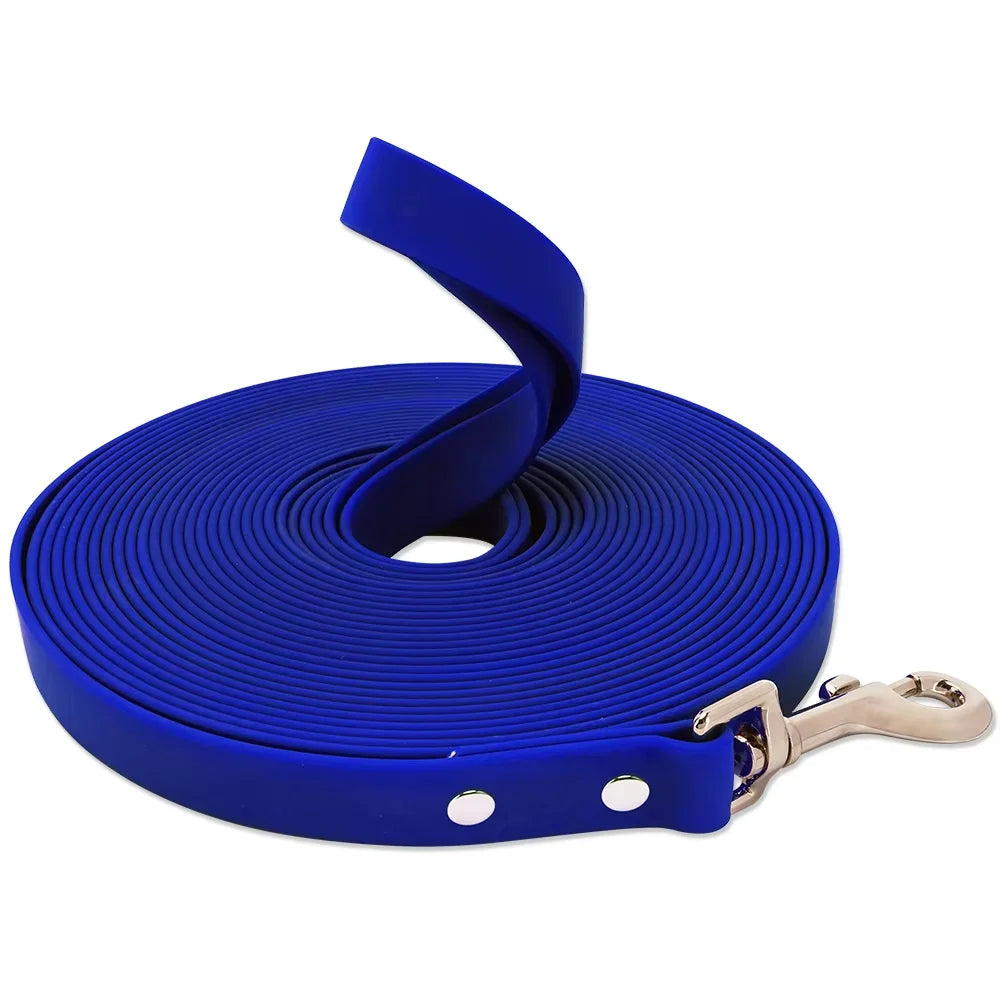 Waterproof PVC Dog Long Leash – Durable Easy-Clean Training & Recall Lead for Small to Large Dogs, 10 ft (3 m), 16 ft (5 m), 33 ft (10 m), 50 ft (15 m) Blue
