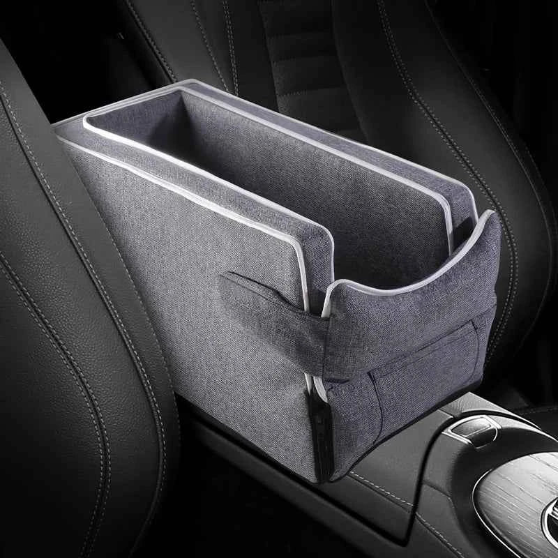 Car Center Console Pet Bed – Non-Slip Safety Seat for Small Dogs and Cats Grey