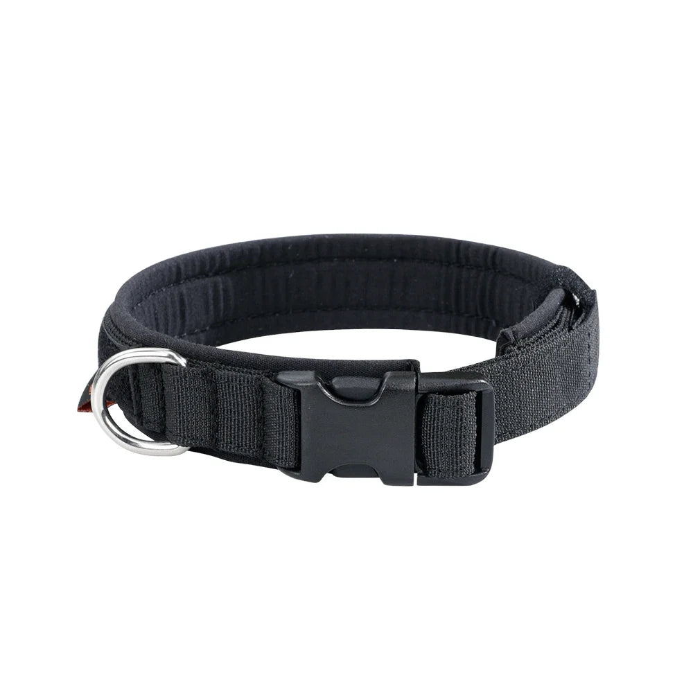Tactical Dog Collar Puppy Collars Adjustable Soft Nylon Outdoor Training Collar Medium Large Dog German Shepherd Training Collar BLK China Mainland