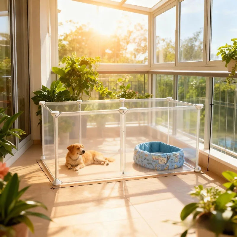 Foldable Dog Cage Yard Fence,Small Pet Playpen DIY Freely Combined with Assembled, for Dog Cat Kitten Rabbit Guinea Pig Bunny