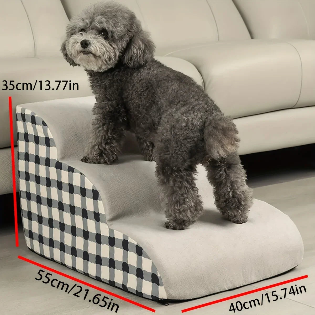High-Density Foam Pet Ramp — Non-Slip Dog & Cat Stairs Sofa Ladder for Older Pets with Joint Pain 3 floors grey