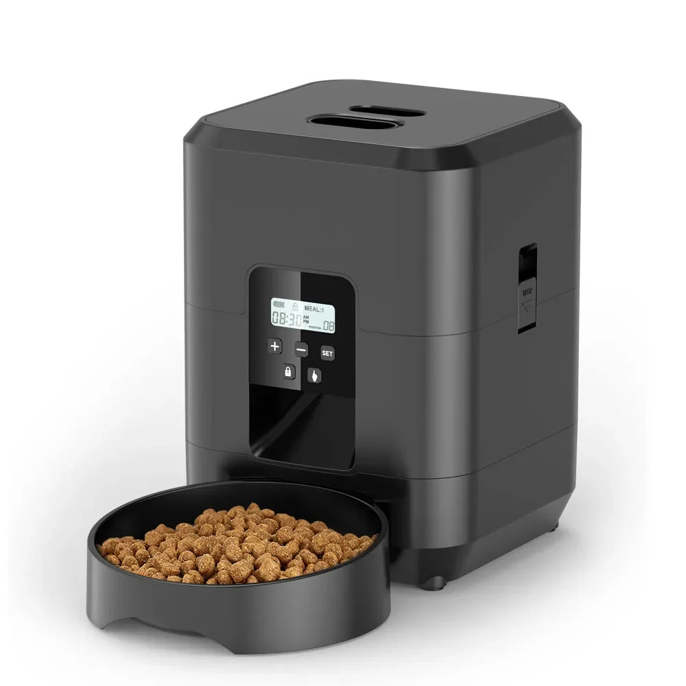 Smart Pet Feeder Automatic Cat Feeder Dog Slow Food Machine With Timed Quantitative Automatic Cat Food Dispenser Cat Dog Bowl Black Button Feeder