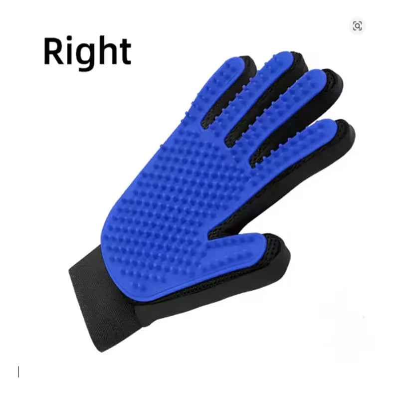 Silicone Pet Grooming Glove – Single Right-Hand Deshedding Brush & Massage Mitt for Dogs & Cats, 16×24 cm (6.3×9.4 in) blue right