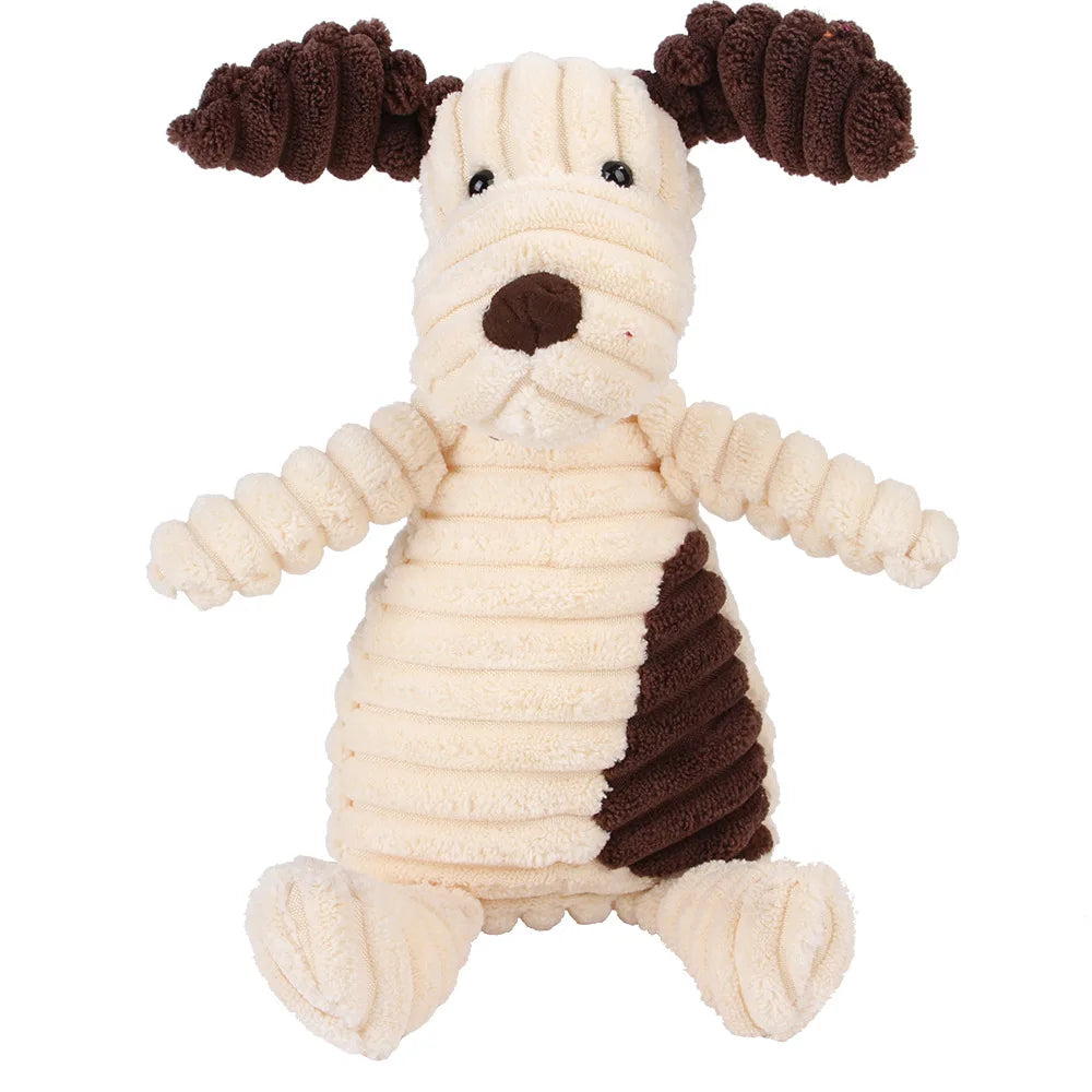 Dog Chew Toy Corduroy Plush Squeaky Molar Tooth Cleaner Training Toy for Large Dogs Monkey and Pig Designs Dog