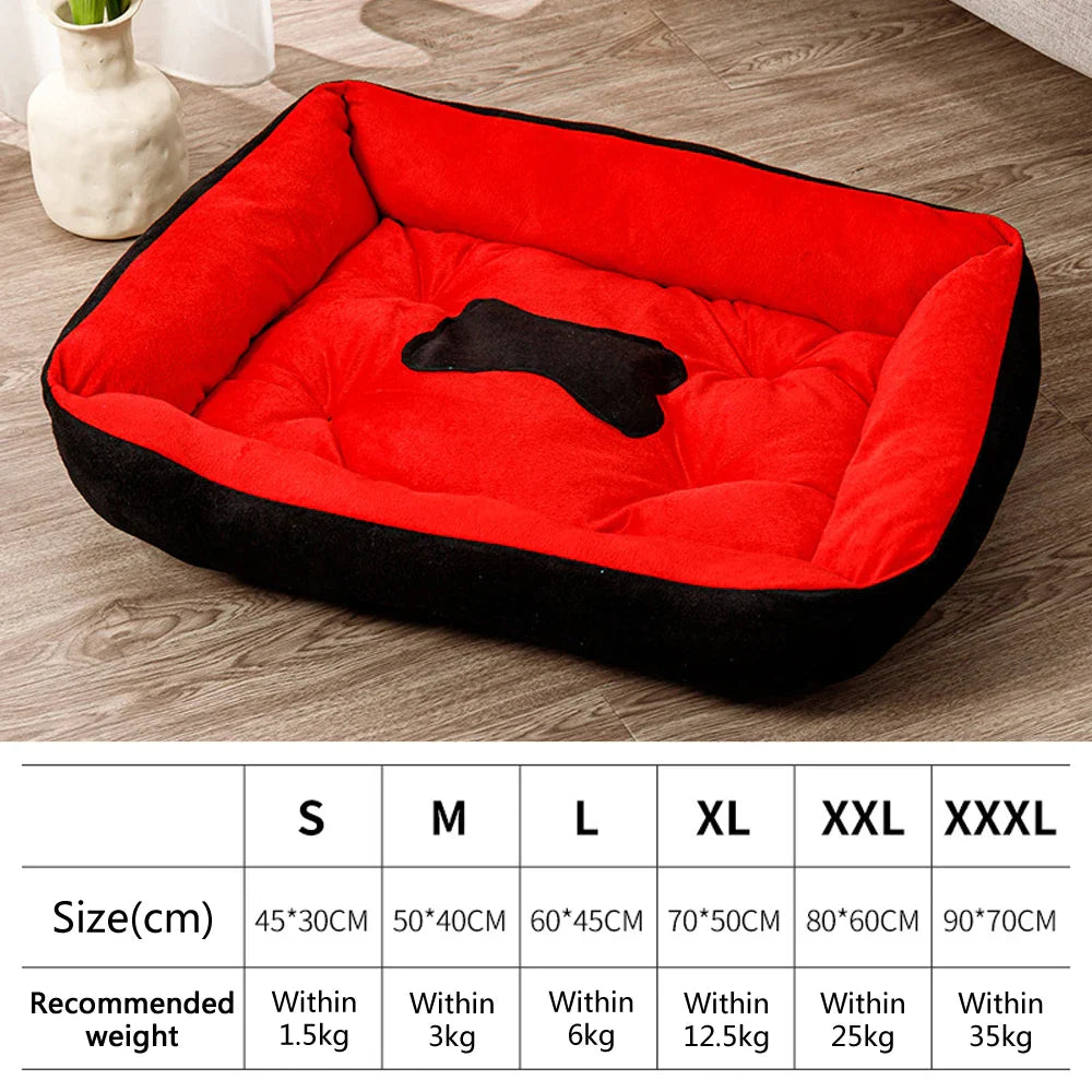 Plush Winter Pet Bed for Dogs & Cats - Thickened Breathable Dog Sofa with Non-Slip Bottom, Multiple Sizes S-XXXL Black red