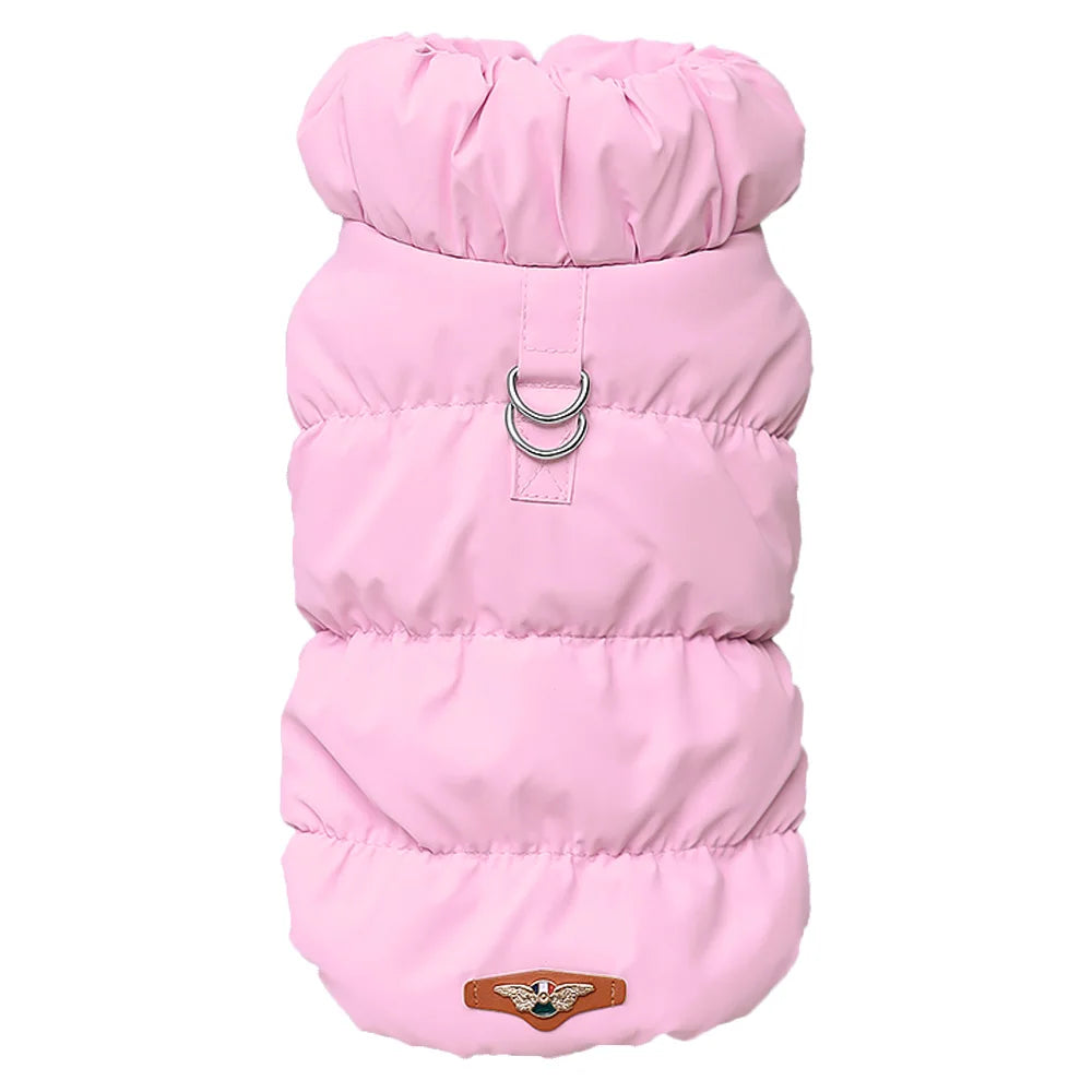 Padded Winter Pet Coat - Warm Windproof Jacket Vest for Small & Medium Dogs and Cats (S/M/L/XL) Pink