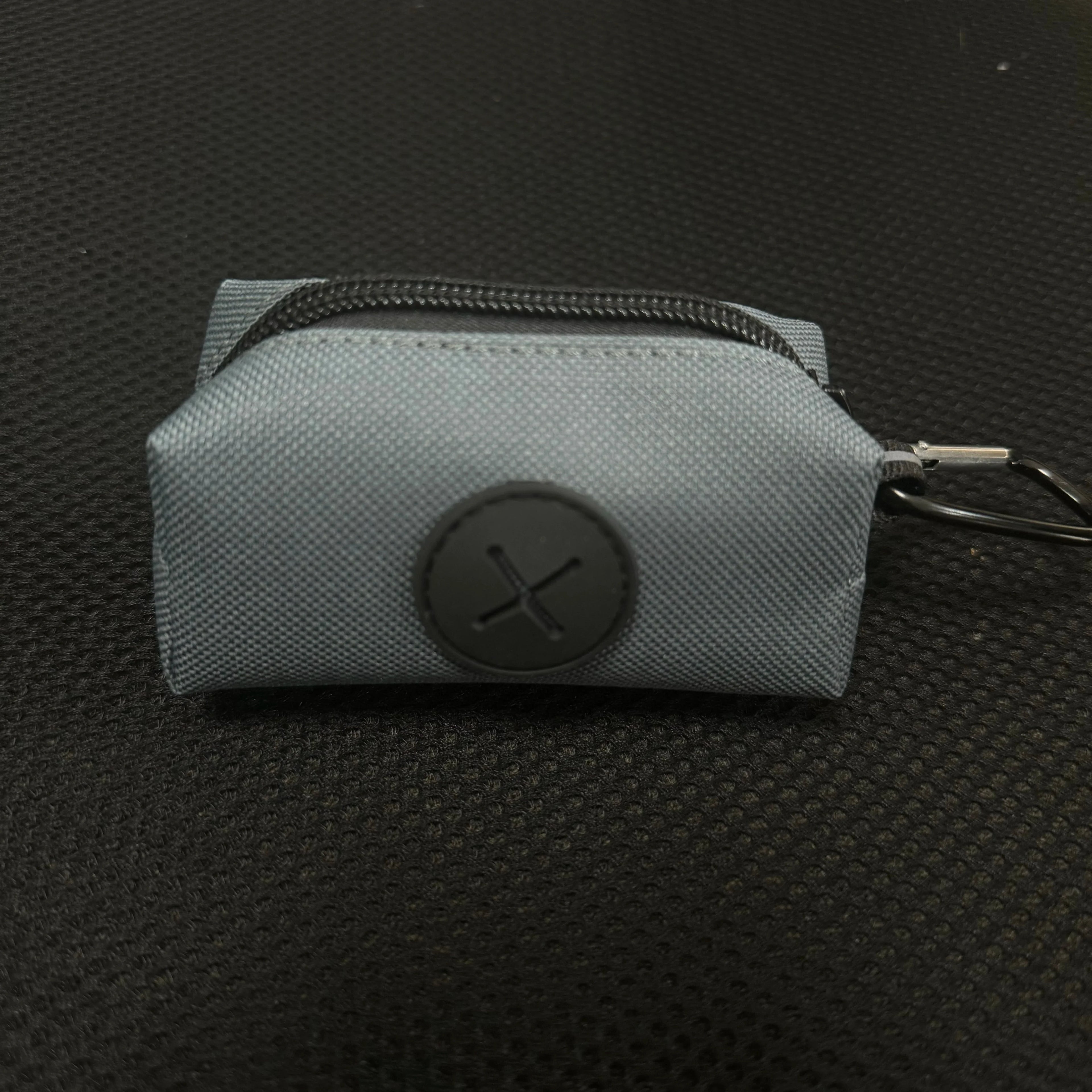 Canvas Dog Poop Bag Holder | Outdoor Pet Waste Bag Dispenser with Carabiner Clip grey