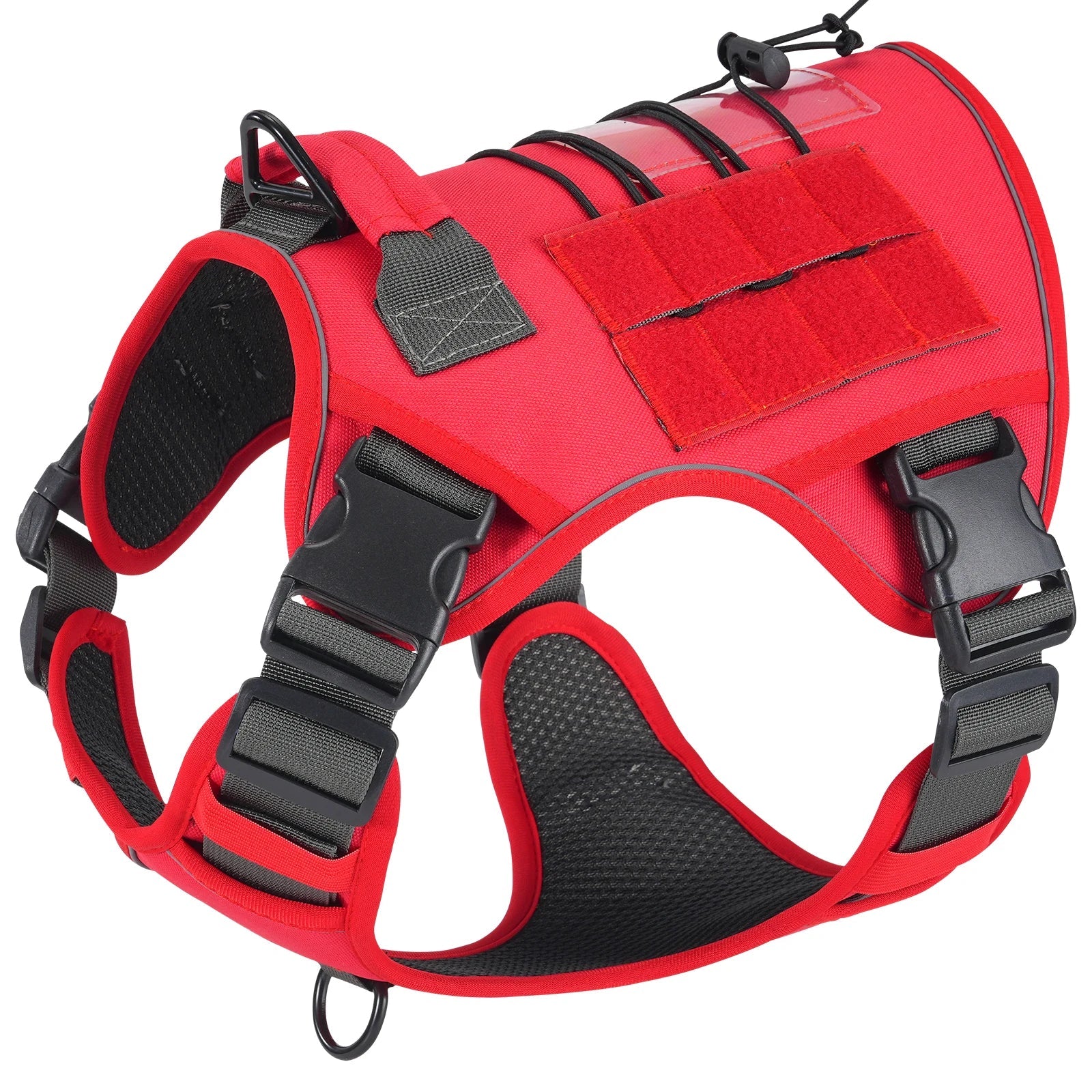 Tactical Dog Harness for Small Medium Large Dogs No Pull Adjustable Pet Harness Reflective Working Training Easy Control Vest Red