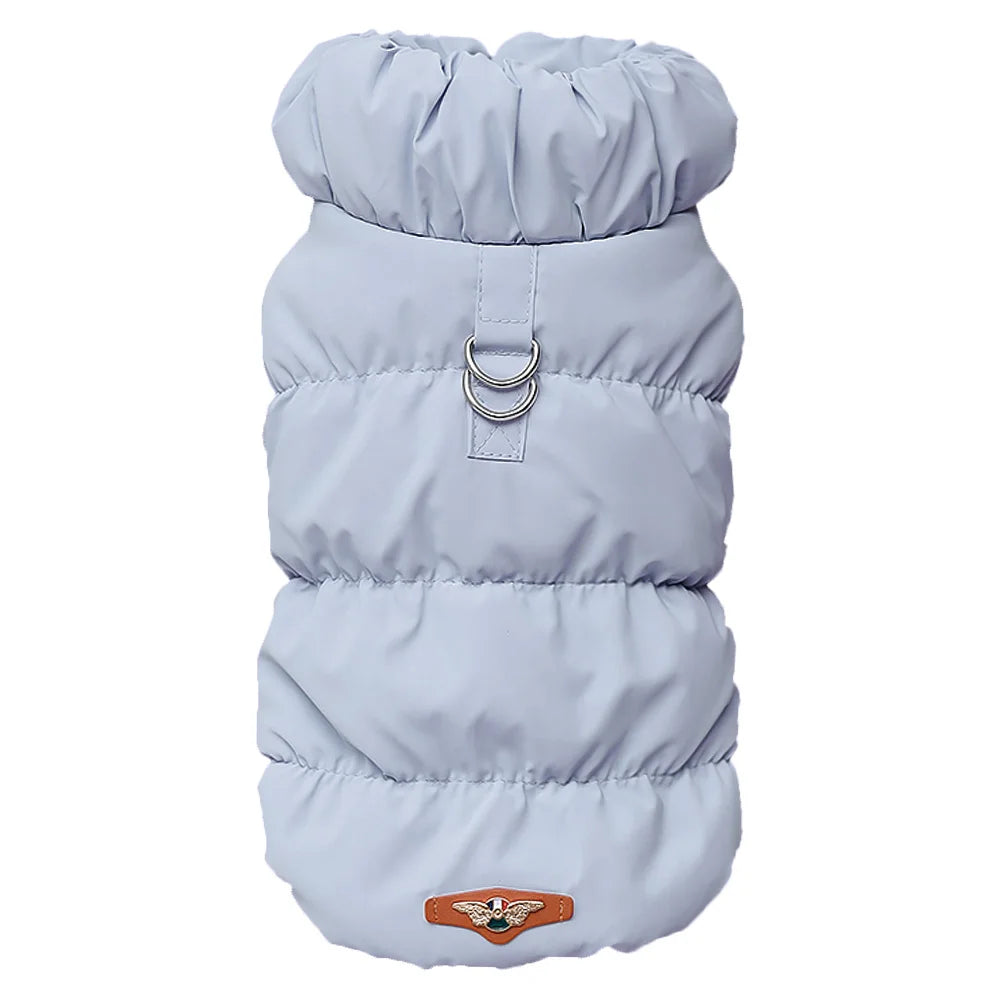 Padded Winter Pet Coat - Warm Windproof Jacket Vest for Small & Medium Dogs and Cats (S/M/L/XL) Blue