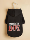 Pet Clothes for Dog Cat Puppy Hoodies Coat MOMMY'S BOY Sweatshirt Dog Outfits for Small Medium Dog Cat Black