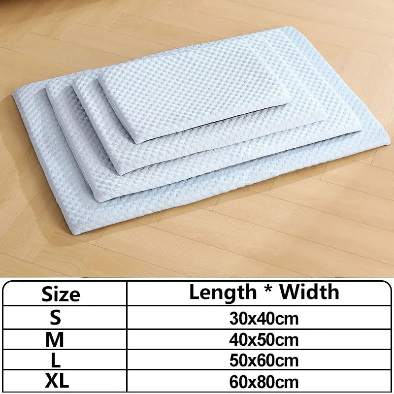 Pet Mat Pet Cooling Sheet Summer Ice Silk Cooling Pet Dog Bed Pad Thick Breathable Non-Slip Washable for Medium Large Dogs Cats Blue