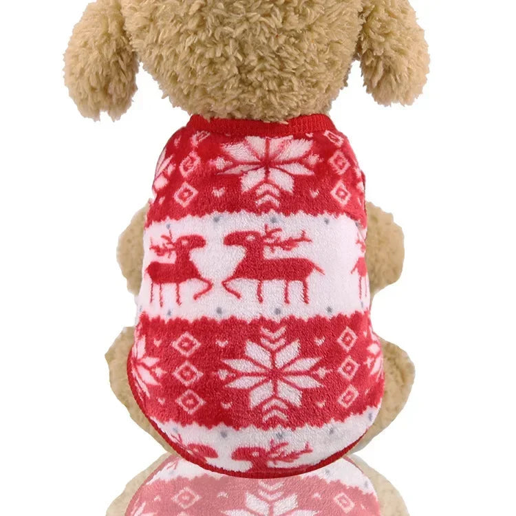 Christmas Dog Hoodie Reindeer & Santa Fleece Coat Winter Warm Pet Jacket for Small to Medium Dogs XS-2XL Elk
