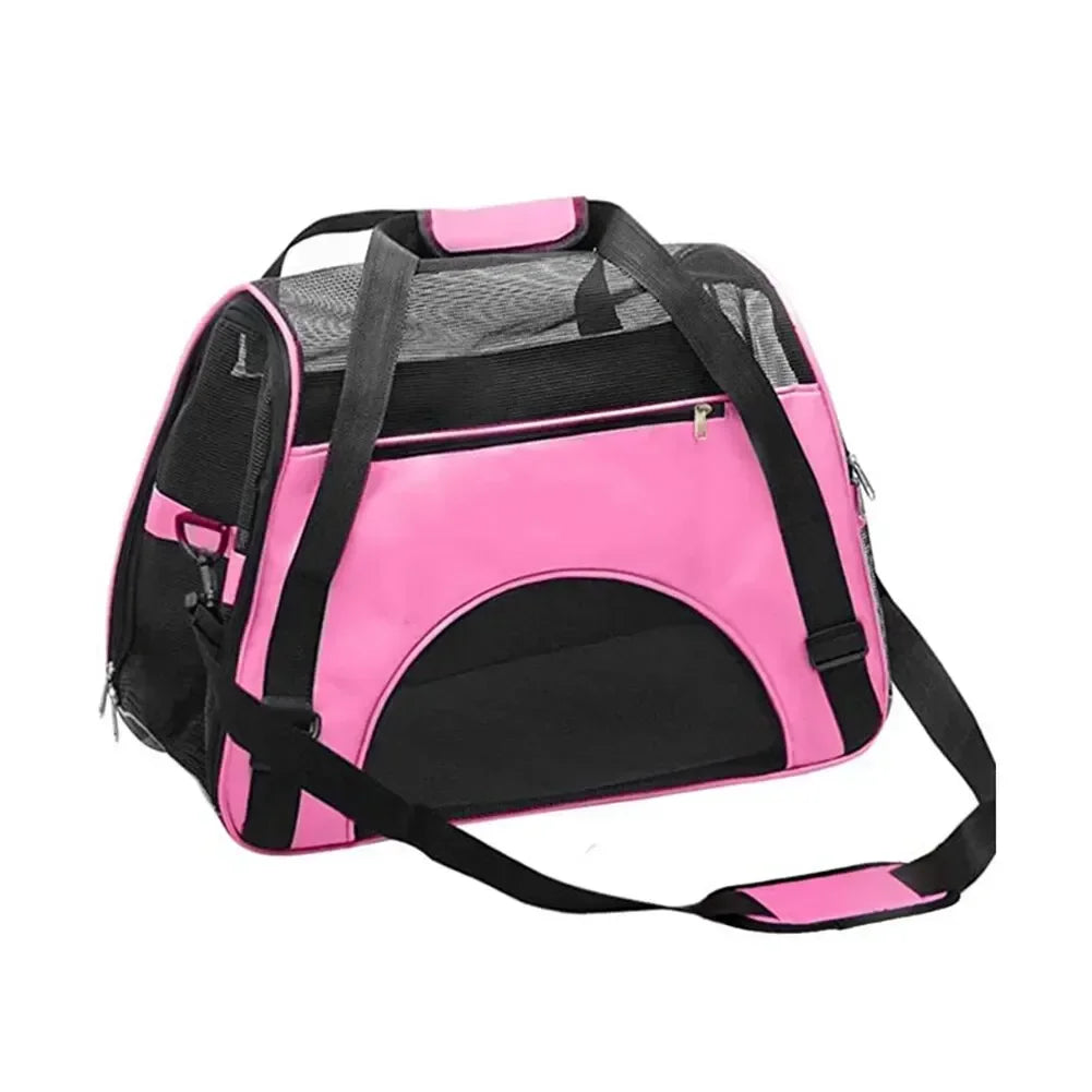 Foldable Breathable Mesh Pet Carrier – Portable Shoulder Bag & Backpack for Cats & Dogs (S/M/L) Pink S size