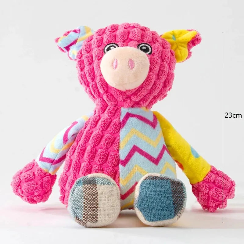 Plush Squeaky Dog & Cat Chew Toy — Bite-Resistant Interactive Puzzle for Teeth Cleaning Pig