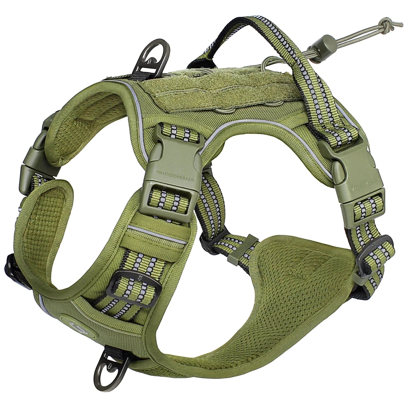 Tactical No-Pull Dog Harness – Adjustable MOLLE Military Vest for Medium & Large Dogs army green