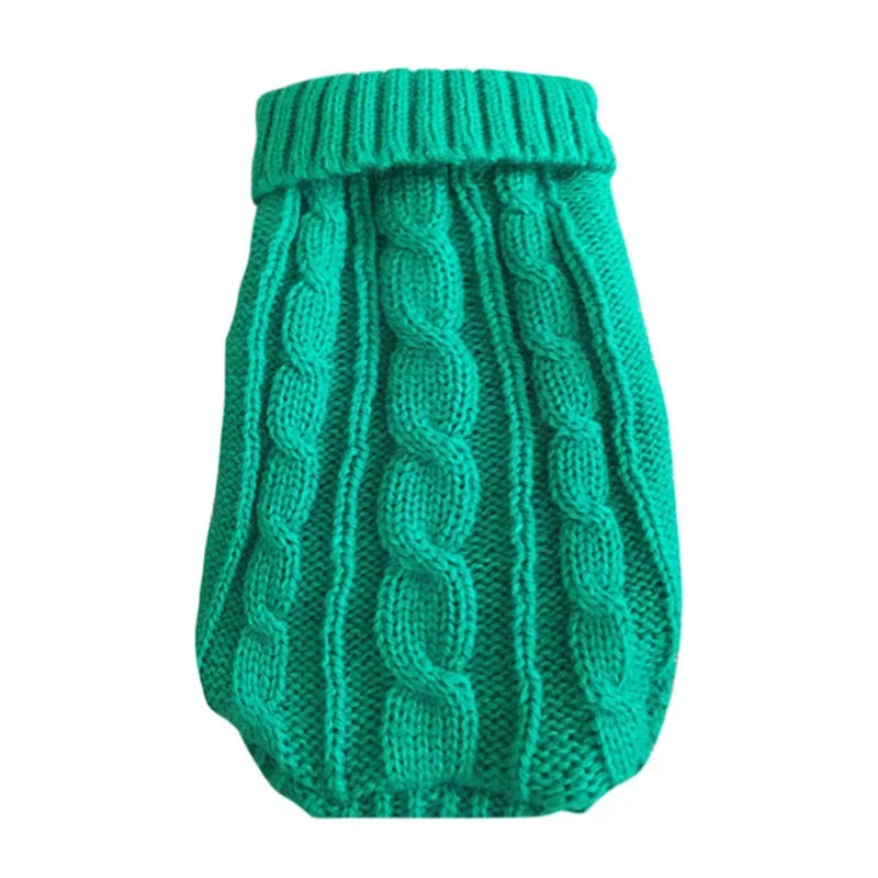 Knitted Winter Dog Sweater for Small & Medium Dogs, Chihuahua & Yorkie Puppy Pullover Green