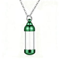 Small Glass Cremation Urn Vial Necklace for Ashes | Memorial Pet Charm Green