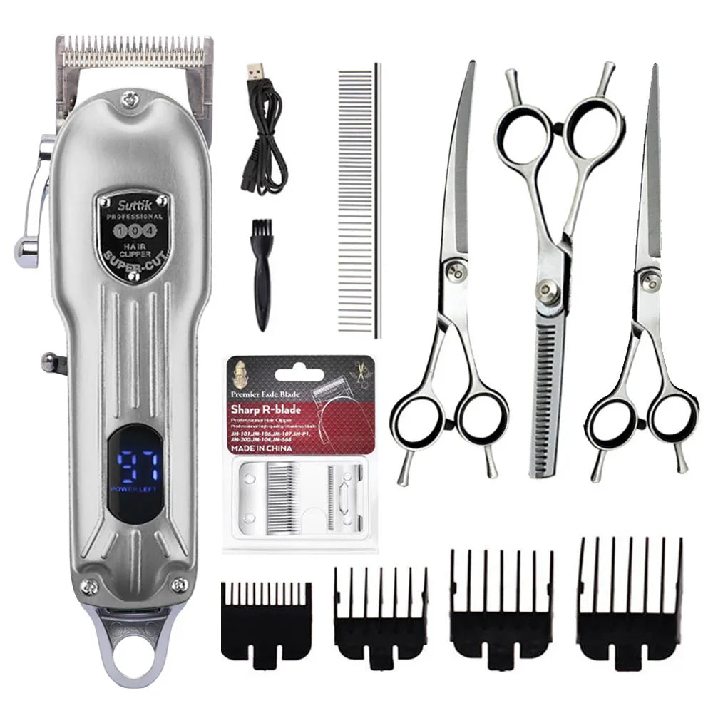 Professional Rechargeable Pet Hair Clipper - All-Metal Dog & Cat Grooming Trimmer, Quiet Cordless JMY002