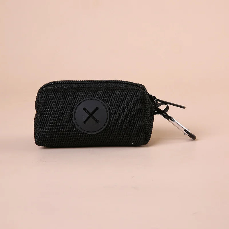 Canvas Dog Poop Bag Holder | Outdoor Pet Waste Bag Dispenser with Carabiner Clip black