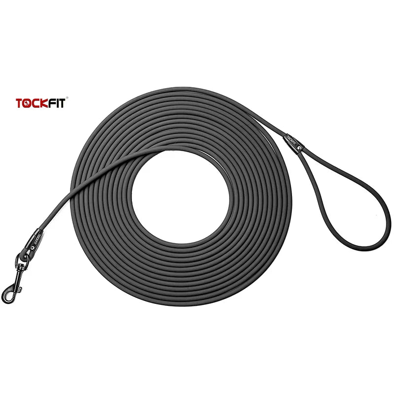 Waterproof PVC Dog Training Leash – Long Recall Leash 5ft/1.5m, 10ft/3m, 20ft/6m, 30ft/9m – Odor-Resistant & Tangle-Free Black