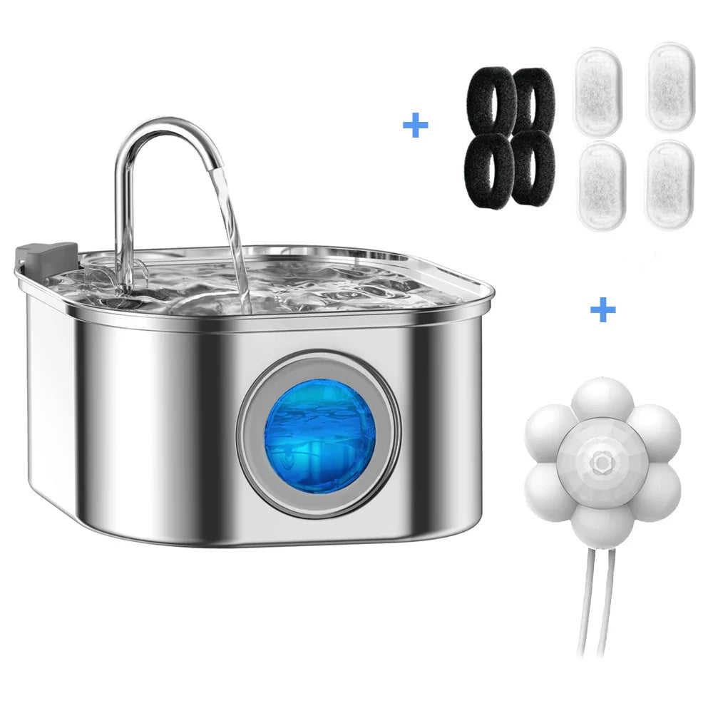 3.2L Stainless Steel Pet Water Feeder Auto Cat Fountain Smart Dog Water Dispenser Visual Window Drinking Bowl Pet Accessories Premium version