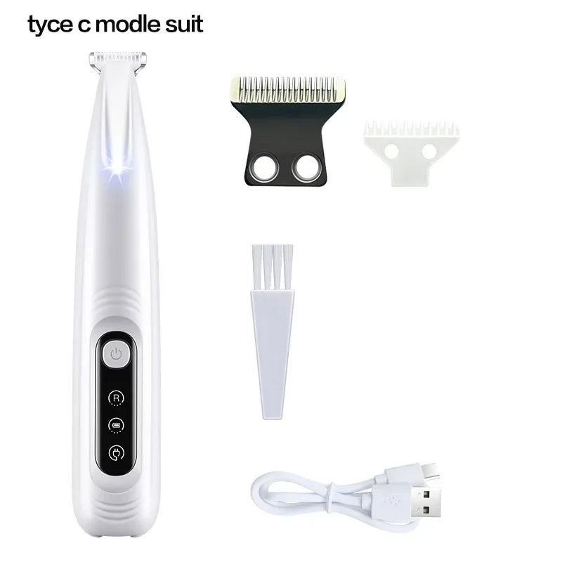 Dog Paw Trimmer with LED Light & Display — Cordless Waterproof Pet Hair Trimmer, 18mm Stainless Steel Blade type c modle suit CN