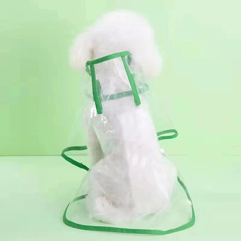 Transparent Dog Raincoat – Waterproof Hooded Pet Rainwear Jacket for Small Dogs green