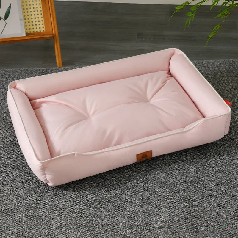 Four Seasons Paw Pet Sofa Dog Beds Waterproof Bottom Soft Fleece Warm Cat Bed House Pet Cushions for Small Medium Large Dogs Pink