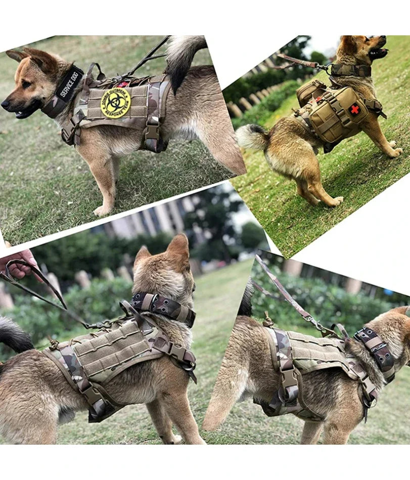 Tactical Dog Harness Military Training Padded Quick Release Vest Pet Training Dog Harness For Set Small Medium Large Dogs