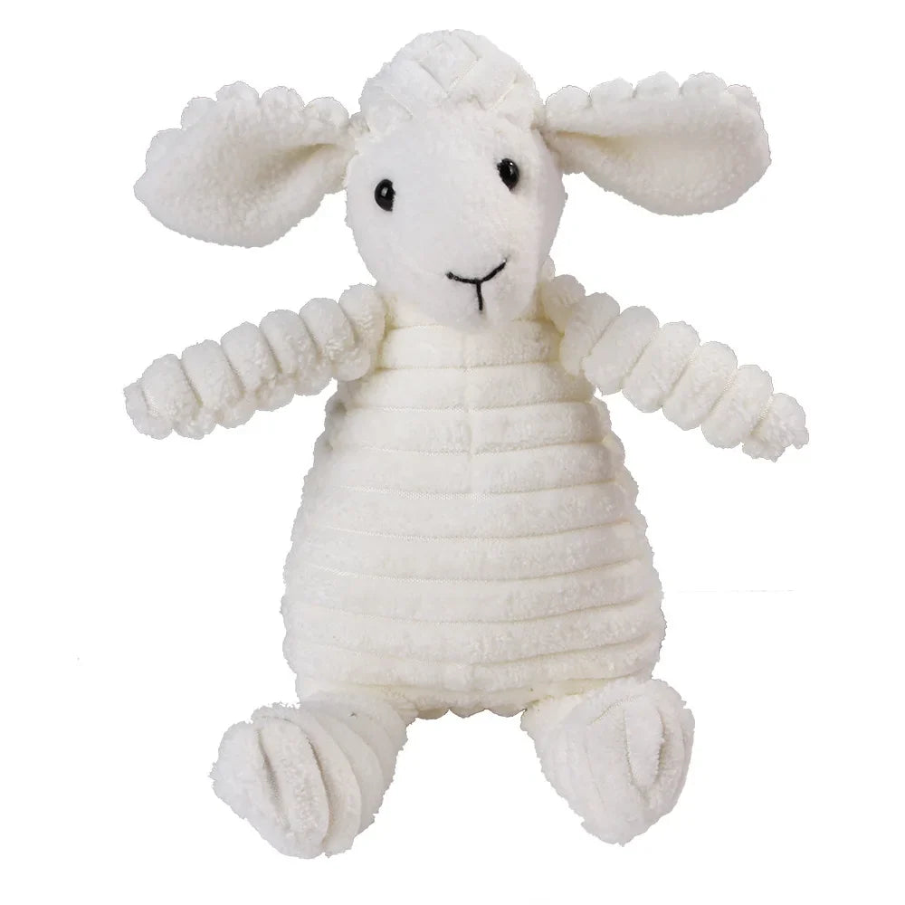 Dog Chew Toy Corduroy Plush Squeaky Molar Tooth Cleaner Training Toy for Large Dogs Monkey and Pig Designs sheep