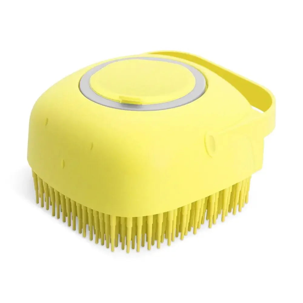 Soft Silicone Pet Shampoo Brush | 2.7oz Dog Cat Bathing Massage Comb Yellow