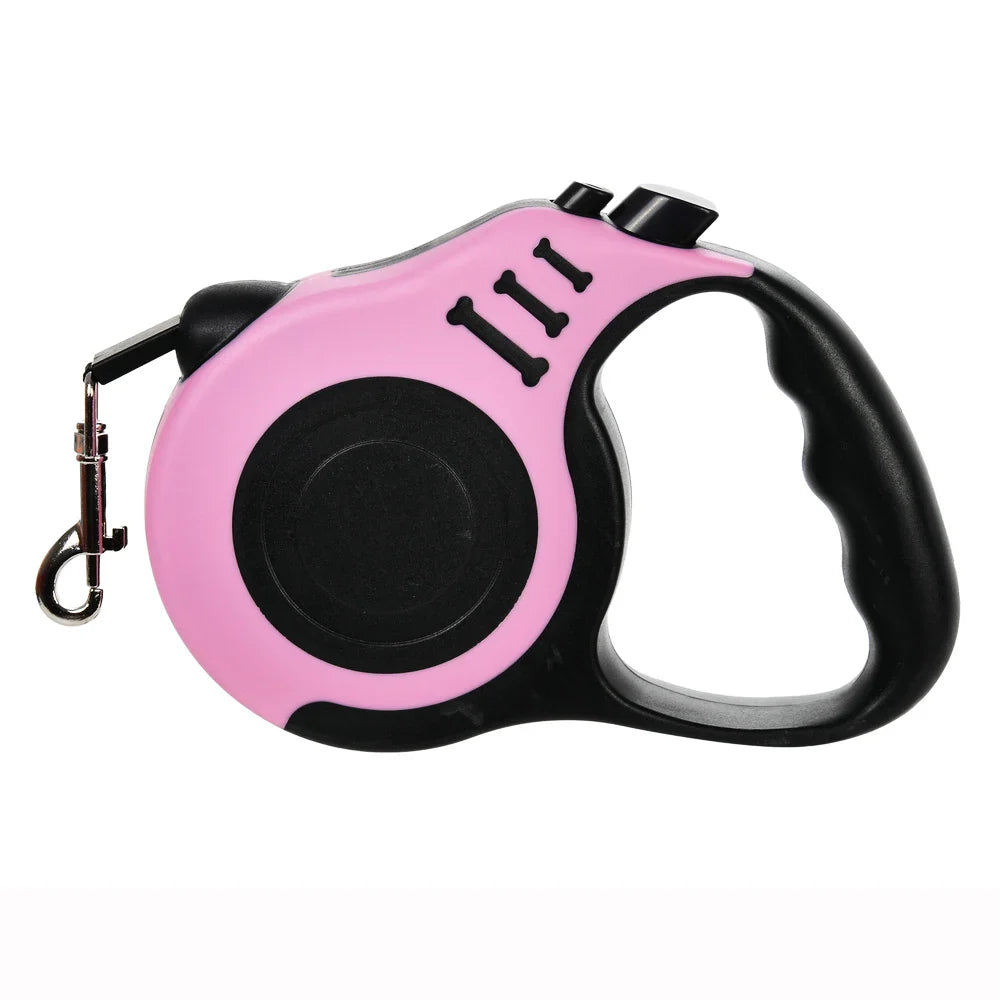 Retractable Dog Leash 3m (10ft) / 5m (16ft) Nylon Quick-Release Leash for Small to Large Dogs — Walking, Hiking & Travel Pink China Mainland